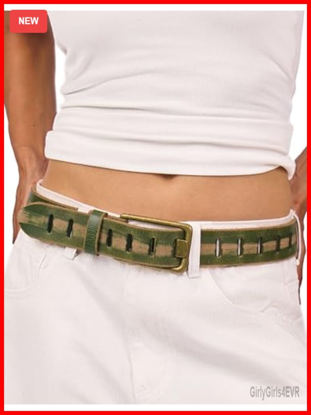 Full Grain Leather Belt for Jeans Western Cowgirl Wide Buckle